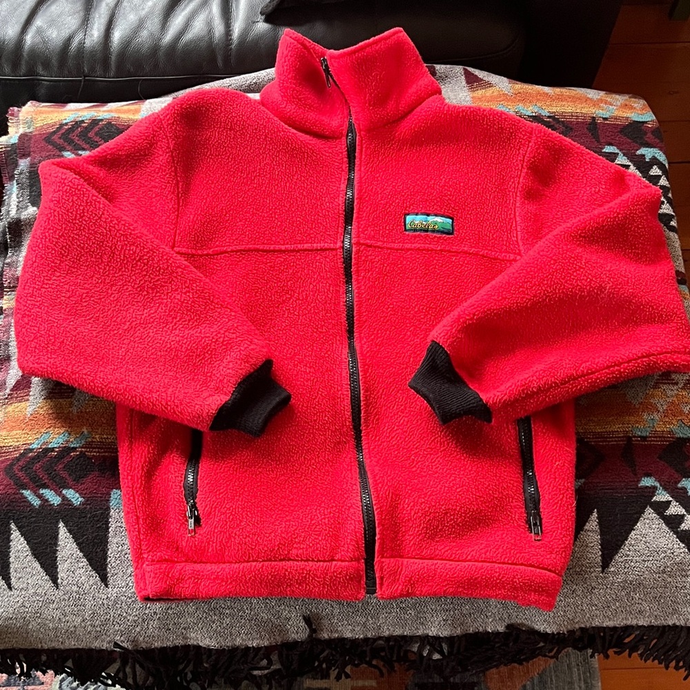 Vintage Wmns Cabela's Red Full Zip Fleece Jacket - sz M